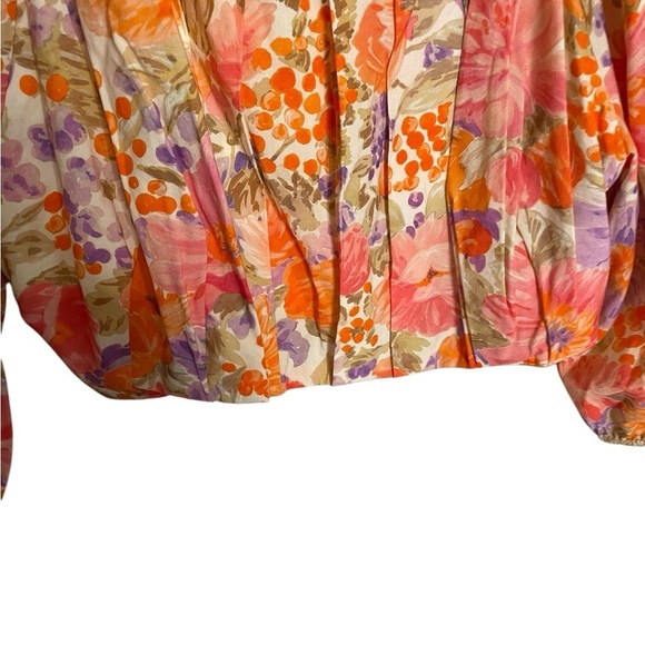 Zara Floral Bubble Crop Top Small - Picture 2 of 6